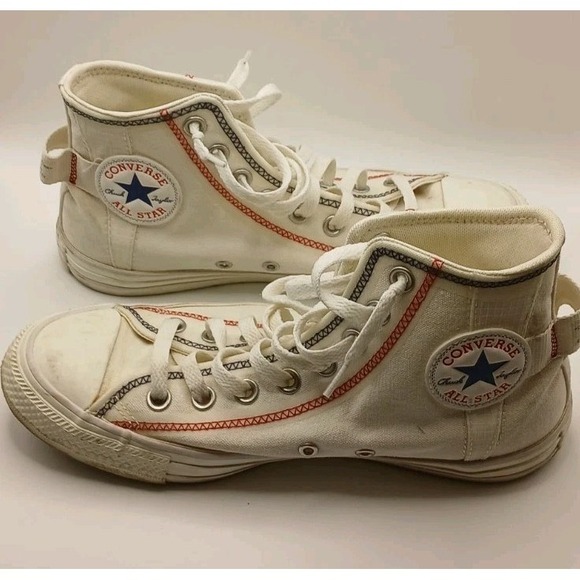Converse Chuck Taylor All Star High Tops Logo Tag Vintage White A06104C Sneakers - Picture 9 of 16